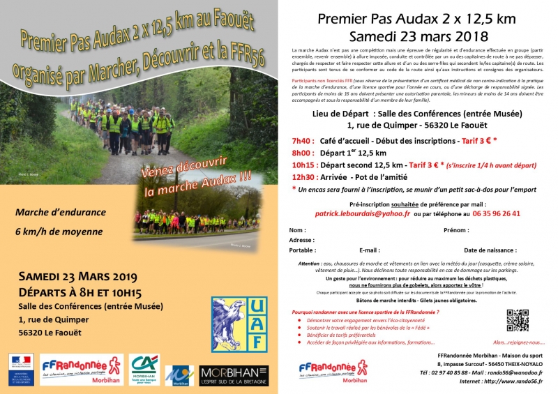 Flyer : premier-pas-audax-2-x-12-5-km, le 23/3/2019 (Ref. : 57357)